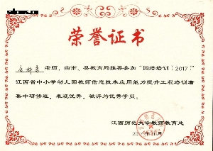 2017年11月江西省信息技术能力培训优秀学员证书